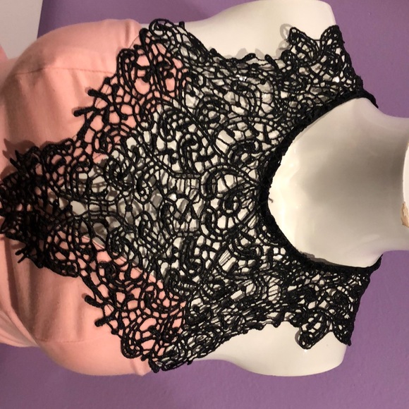 Material Girl size XS peach dress with black lace. - Picture 5 of 9